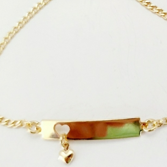 18K GF Heart Charm Little Girl ID Bracelet. New - Picture 7 of 7